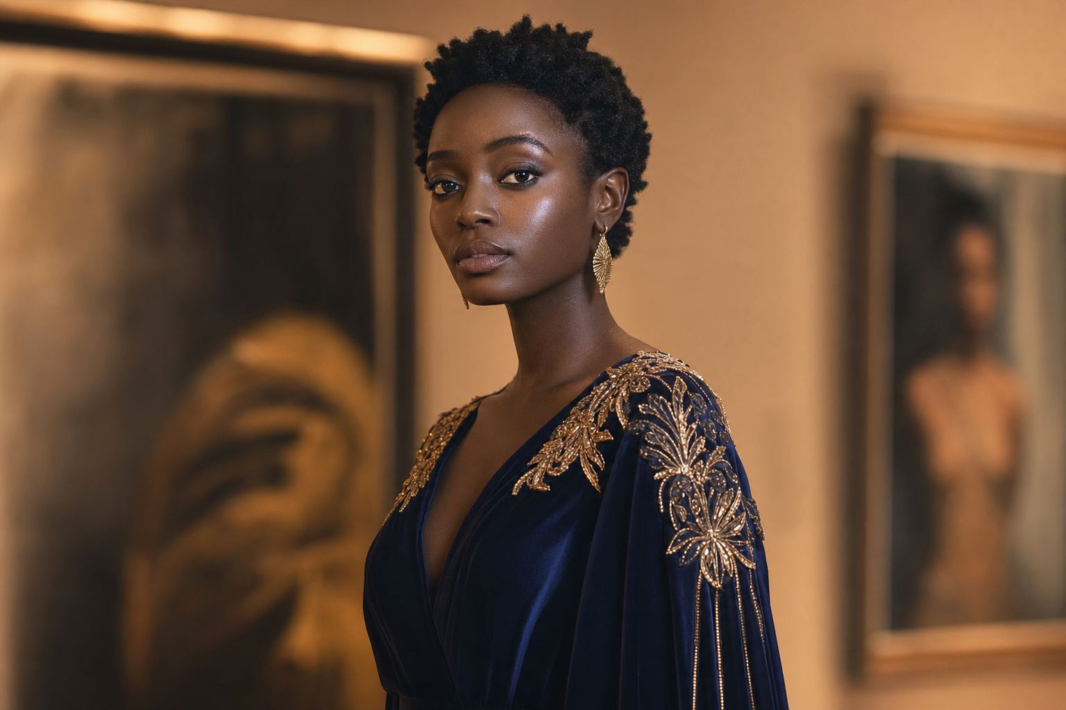 Zola, 27 — Berlin creative director in indigo couture at a gallery.